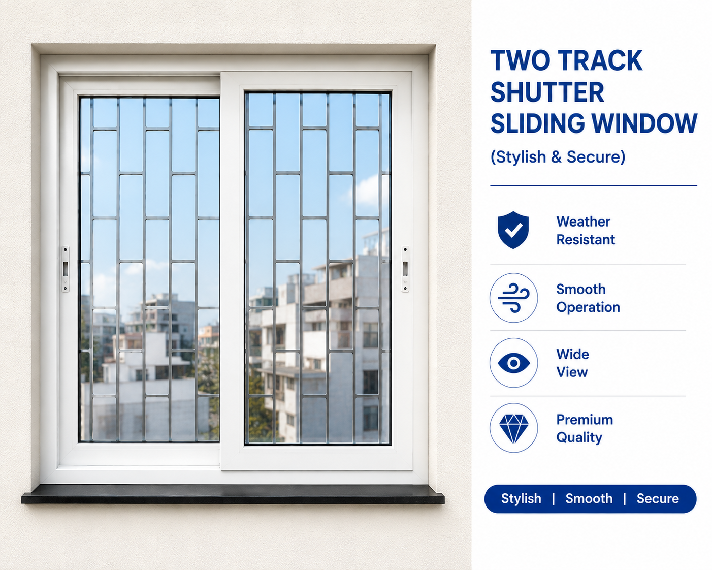 Two Track Shutter Sliding Window